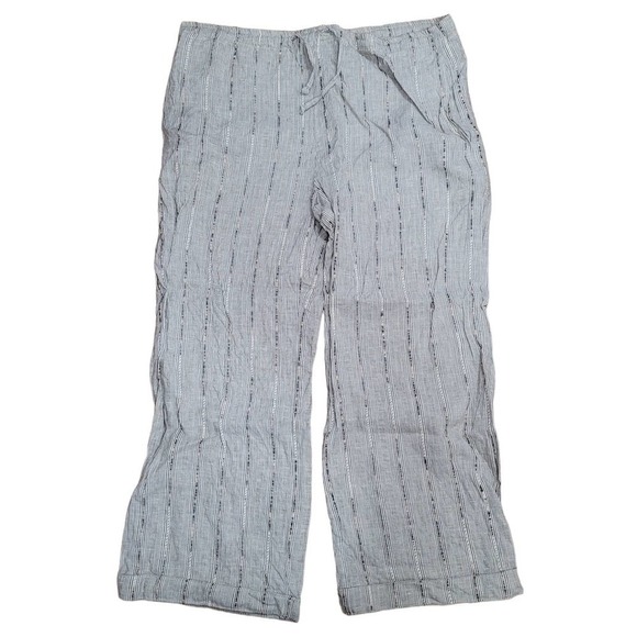 Eskandar Linen Blend Wide Leg Pants Drawstring Textured - Picture 1 of 12